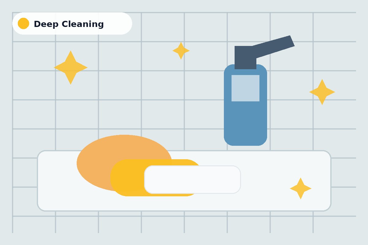 Detailed tile and surface cleaning representing deep cleaning services